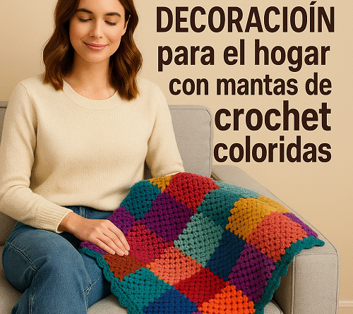 Mantas de crochet coloridas