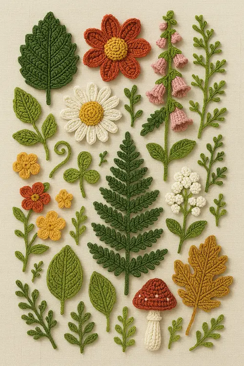 Tejidos a crochet inspirados en la naturaleza: hojas, flores y más