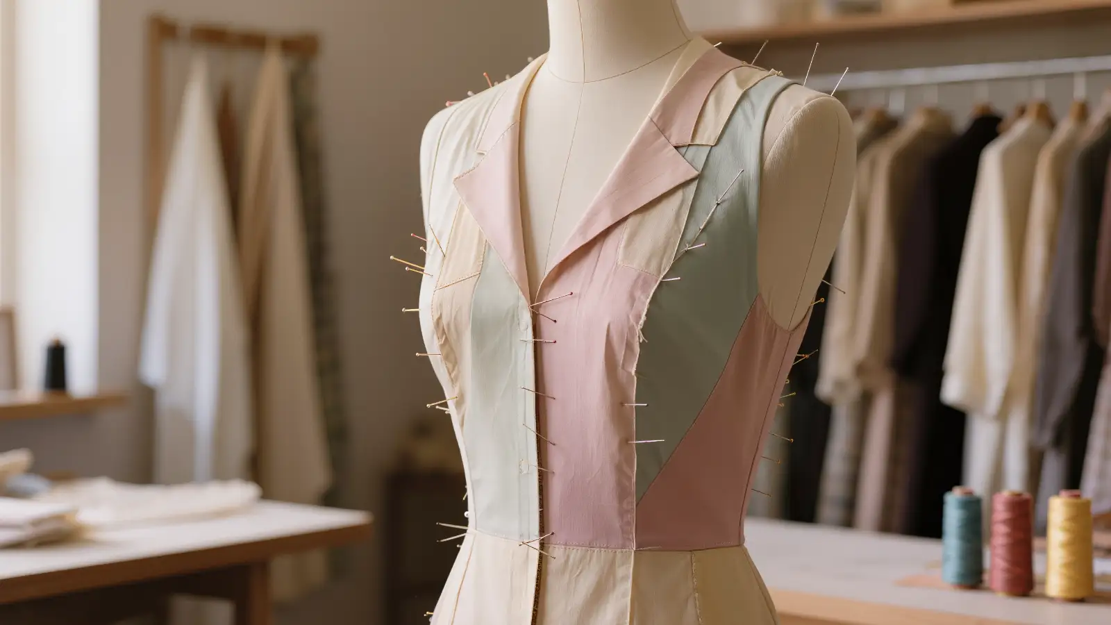 Blusa pastel ajustada en el costado con alfileres