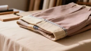 Ruedo de pantalón alargado con banda de tela contrastante