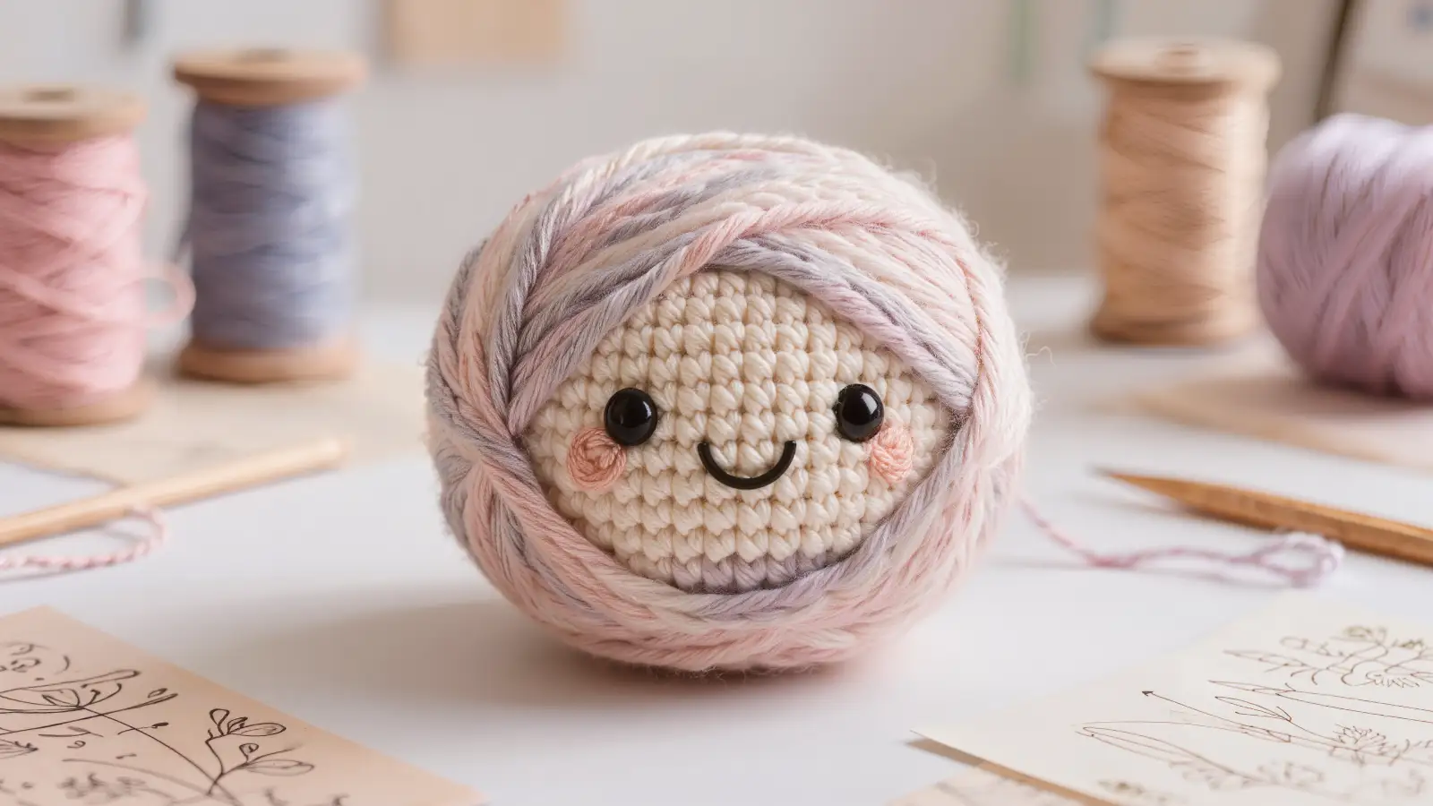 Bola de amigurumi a crochet con forma lisa y pareja