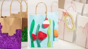 Bolsas de papel en objetos decorativos
