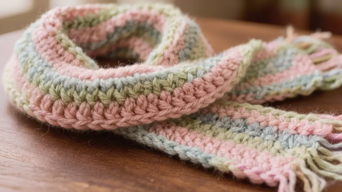 Bufanda de crochet con un borde liso y plano que no hace olas