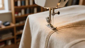 Cremallera invisible cosida en la costura de una prenda con maquina de coser