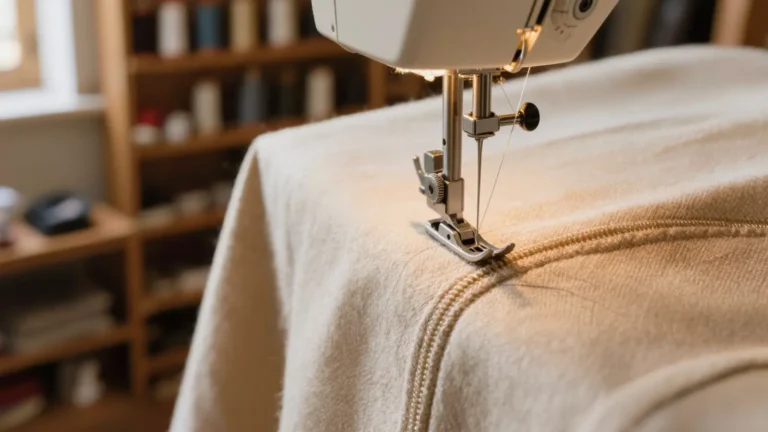 Cremallera invisible cosida en la costura de una prenda con maquina de coser