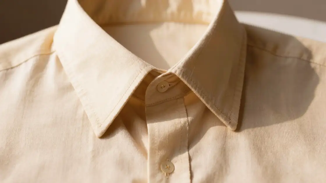 Cuello de camisa plano con puntas simetricas y bordes limpios