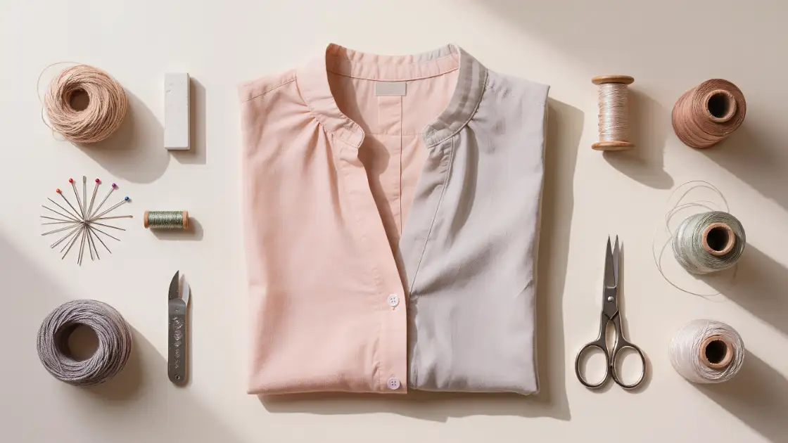 Blusa, alfileres, tiza y descosedor