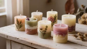 Porta velas flotantes con cáscaras de cítricos secas