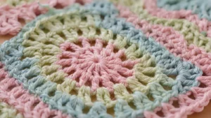 Tejido a crochet con punto piña en hilo pastel