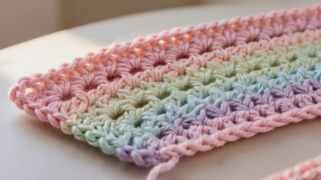 Revés del tejido a crochet limpio sin hilos sueltos